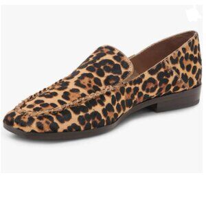 YDN Leopard Chunky Low Heel Loafer Closed Square Toe Slip On Fashion Office Shoe